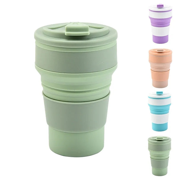 12 oz Portable Collapsible Cup Silicone with Leakproof Lid