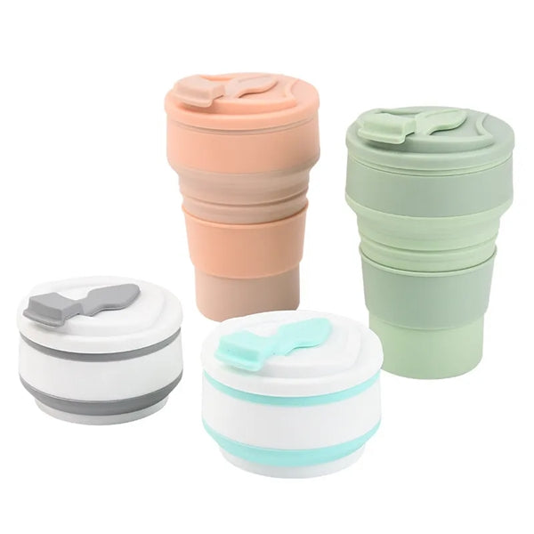 12 oz Portable Collapsible Cup Silicone with Leakproof Lid