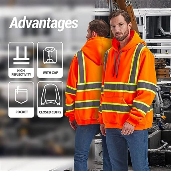 Two Tone Hi Viz Class 3 Reflective Tape Safety Hoodie