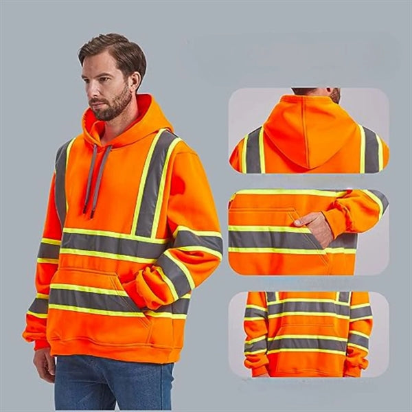 Two Tone Hi Viz Class 3 Reflective Tape Safety Hoodie