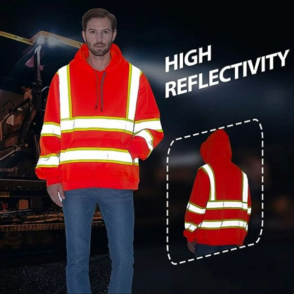 Two Tone Hi Viz Class 3 Reflective Tape Safety Hoodie