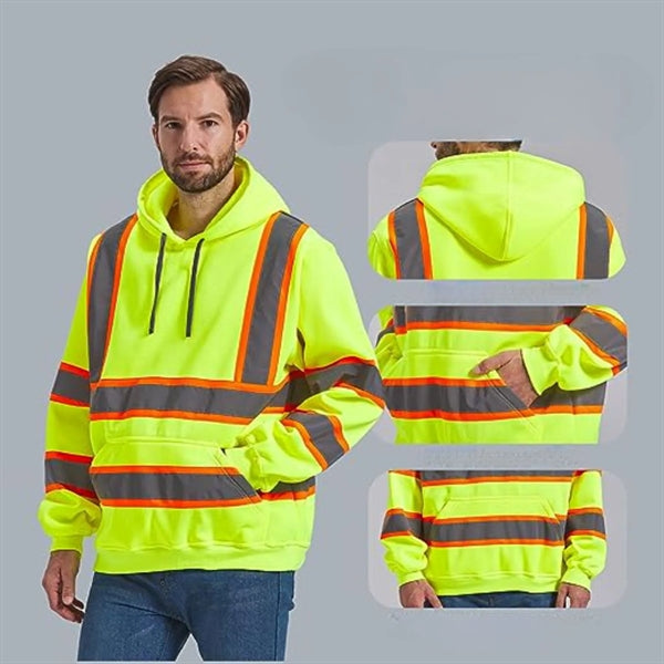 Two Tone Hi Viz Class 3 Reflective Tape Safety Hoodie