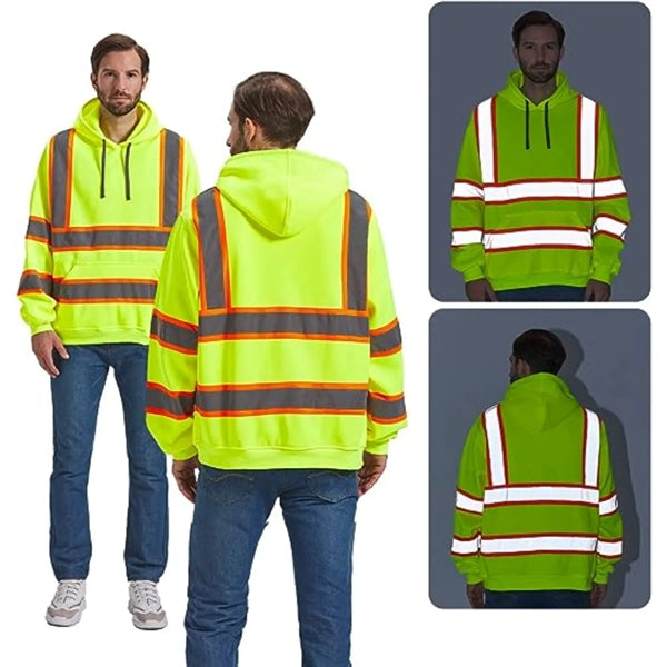 Two Tone Hi Viz Class 3 Reflective Tape Safety Hoodie