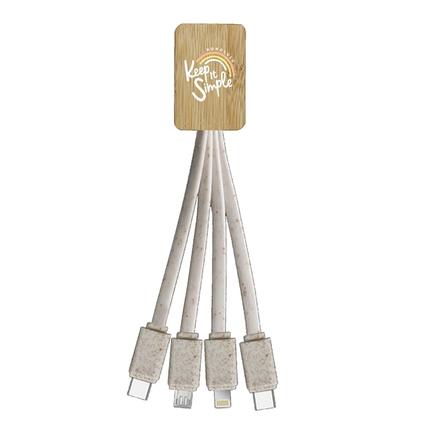 Eco Friendly Bamboo/Wheat Straw 4 in 1 Cable