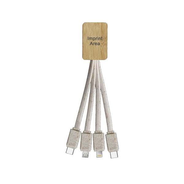 Eco Friendly Bamboo/Wheat Straw 4 in 1 Cable
