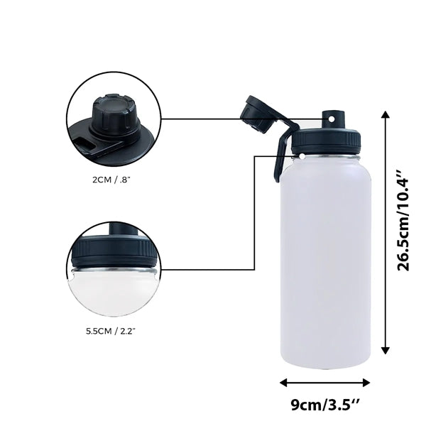 32oz Stainless Steel Insulated Sports Bottles w/ Spout Lid
