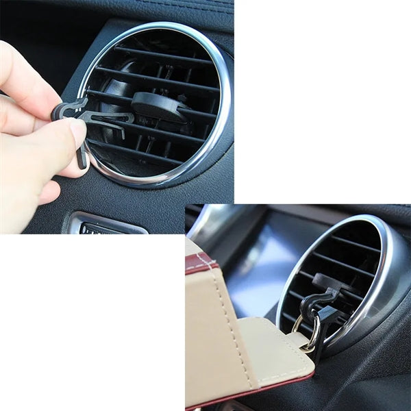 PU Leather Car Air Outlet Hanging Storage Box with Hook