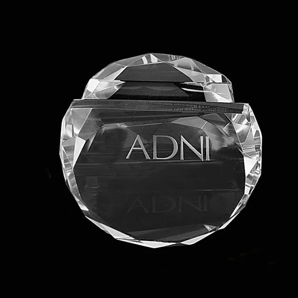 Round Crystal Paperweight Card Holder