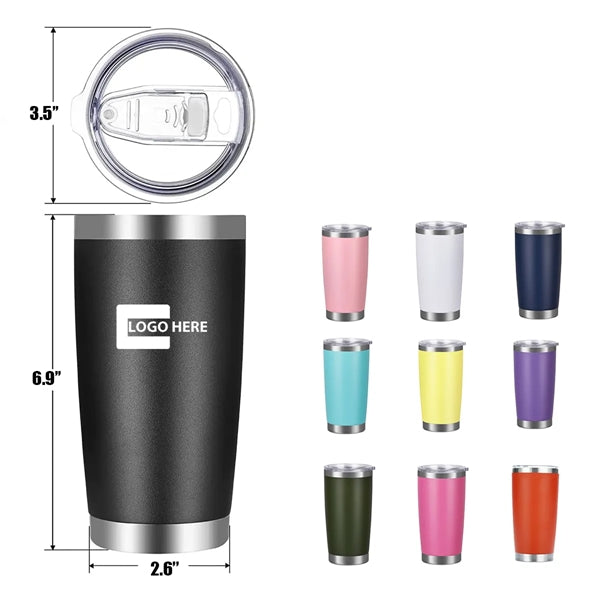 20 oz. Vacuum Powder-Coated Travel Tumbler w/ Custom Imprint