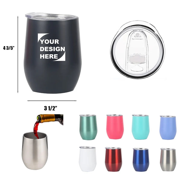 12 oz. Double Wall Vacuum Insulated Wine Tumbler