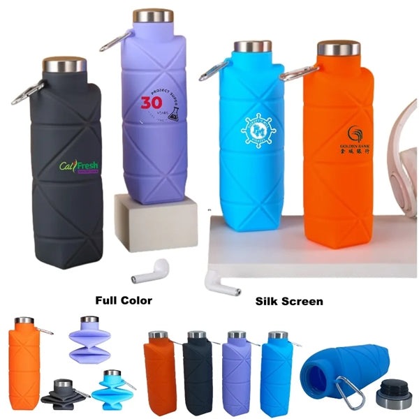 700ML Silicone Collapsible Water Bottle With Carabiner