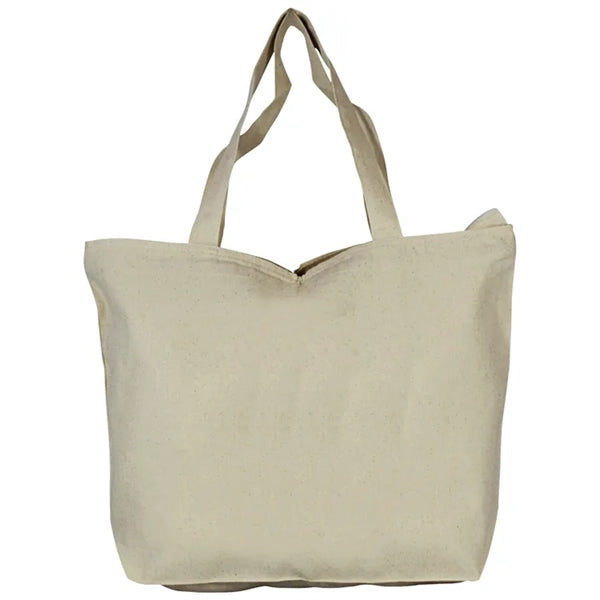 Top Zippered 10oz Cotton Tote Bag