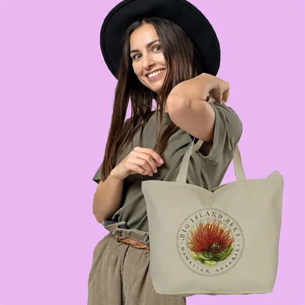 Top Zippered 10oz Cotton Tote Bag