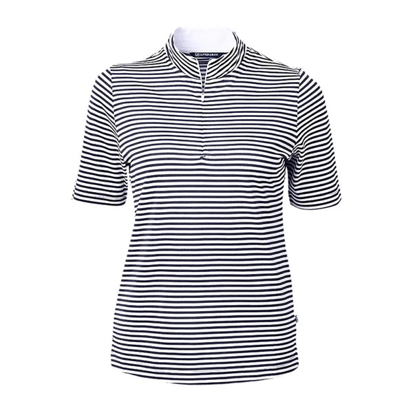 Cutter and Buck Ladies Virtue Eco Pique Stripe Recycled Polo