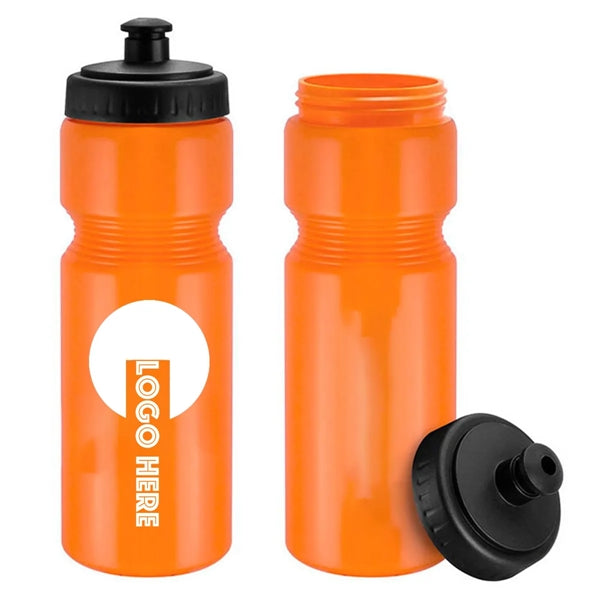 24 OZ PE Plastic Curved Sports Water Bottle w/ Push Cap