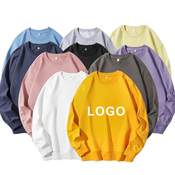 Unisex Premium Cotton Blend Solid Color Crew Neck Sweatshirt
