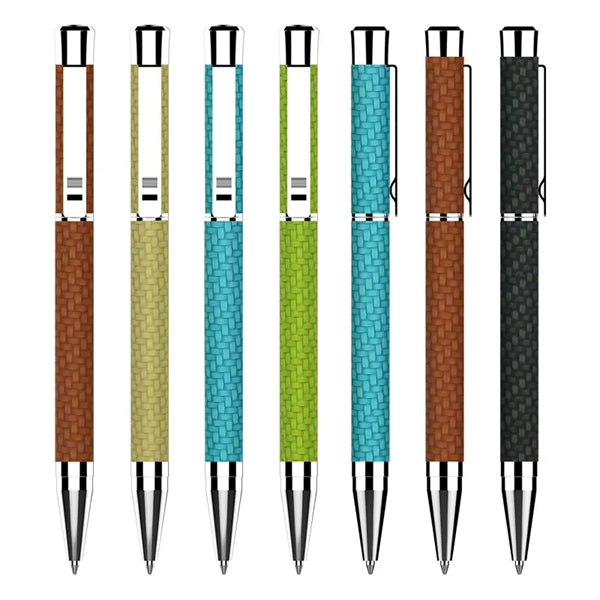 PU Leather Retractable Twist Rollerball Ballpoint Pen