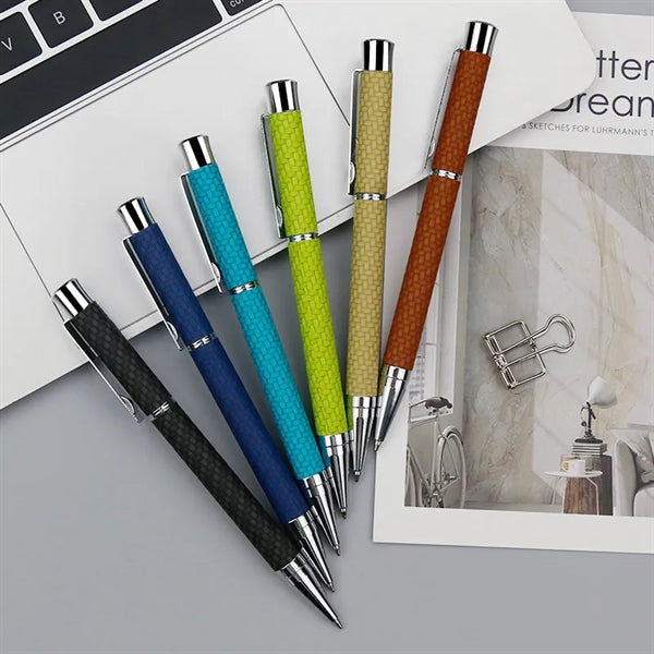 PU Leather Retractable Twist Rollerball Ballpoint Pen