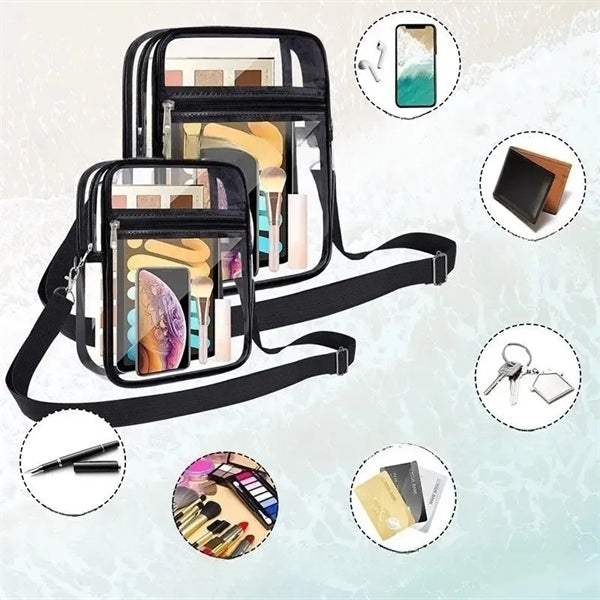 Clear PVC Crossbody Packet Zipper Shoulder Bags