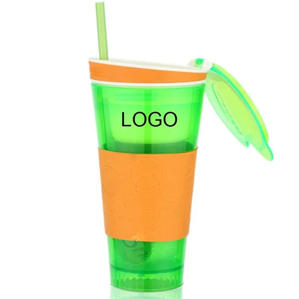 Travel Snack & Drink Cup With Straw