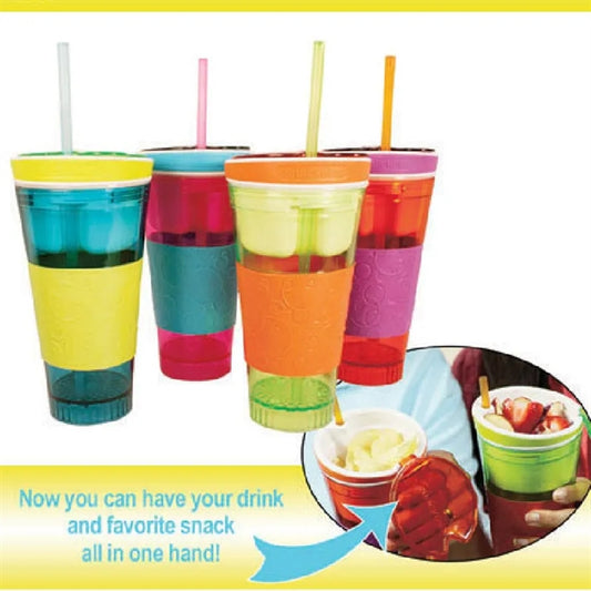 Travel Snack & Drink Cup With Straw