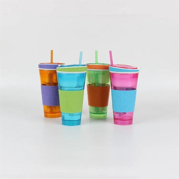 Travel Snack & Drink Cup With Straw