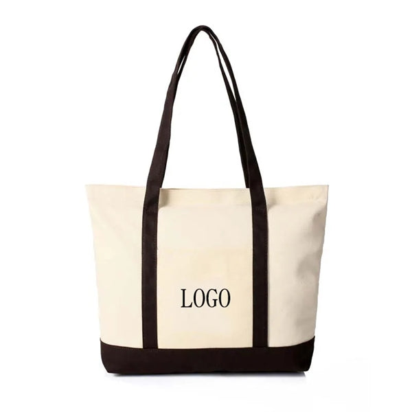 Canvas Tote Bag with an External Pocket
