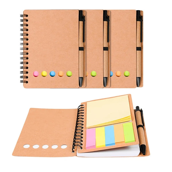 A6 Eco-friendly Kraft Portable Spiral Notebook With Pen