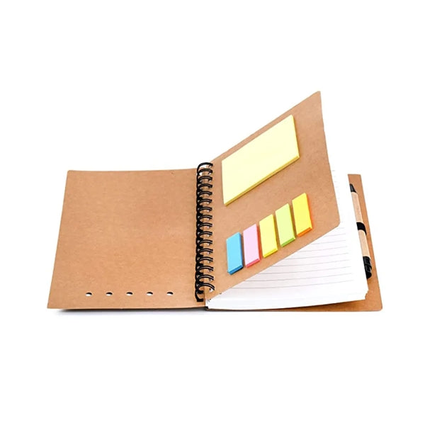 A6 Eco-friendly Kraft Portable Spiral Notebook With Pen