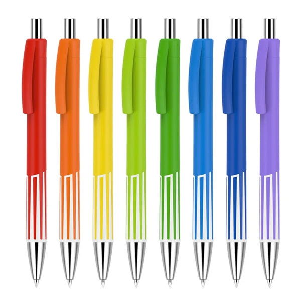 Colorful Stripe Retractable Ballpoint Pen Plastic Ballpen