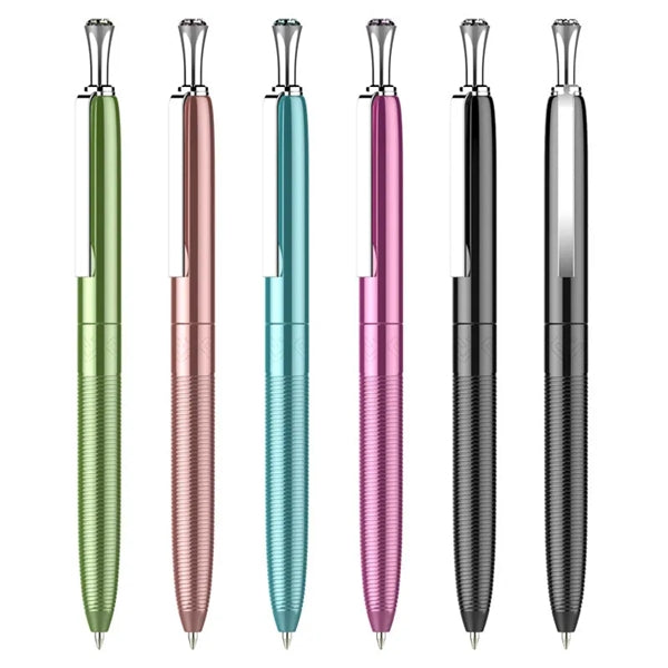 Retractable Journaling Ballpoint Pen with Rhinestones