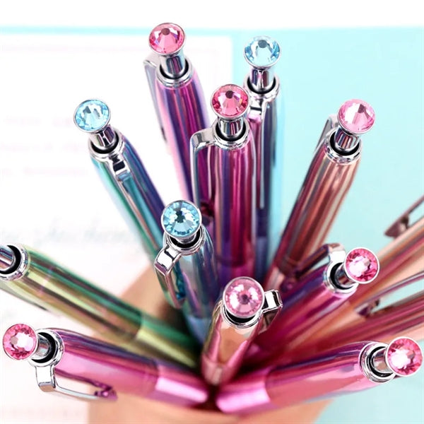 Retractable Journaling Ballpoint Pen with Rhinestones