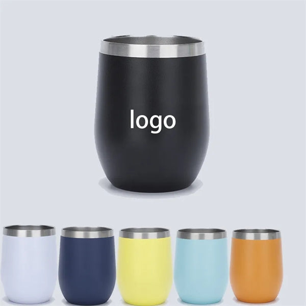 12 OZ Egg Shape Stainless Steel Wine Tumbler With Transpare