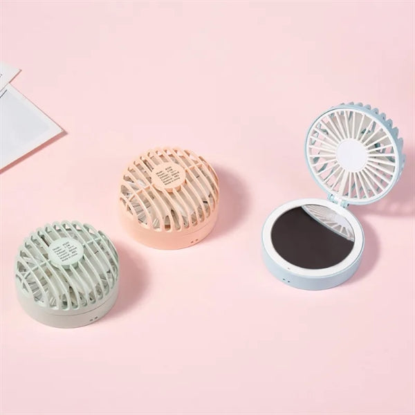 Foldable Versatility Neck Hang USB Charge Fan With Mirror