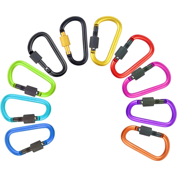 Aluminum D Ring Key Hiking Clips Locking Carabiner
