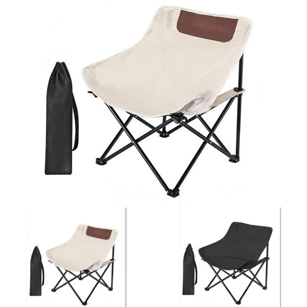 Outdoor Foldable Camping Chair with Side Storage Pouch