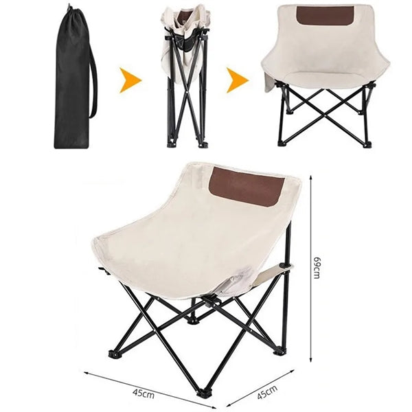 Outdoor Foldable Camping Chair with Side Storage Pouch