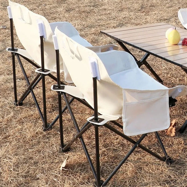 Outdoor Foldable Camping Chair with Side Storage Pouch