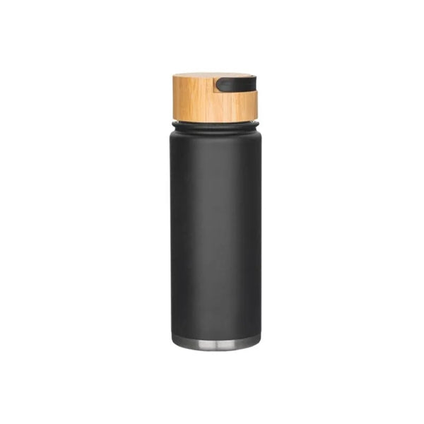 Vacuum Stainless Steel Water Bottle with Bamboo Lid, 20 oz.