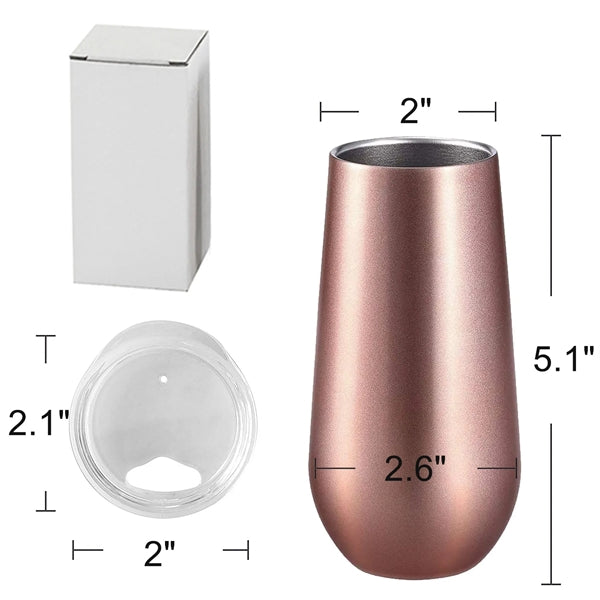 6 Oz. Stainless Steel Stemless Champagne Flute