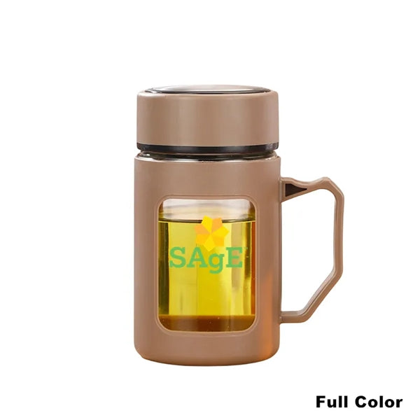 17 oz Double Wall Glass Tea Water Cup Tumbler with Strainer