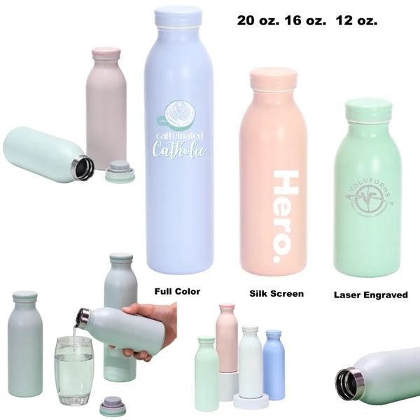 12/16/20 oz Stainless Steel Water Bottle with Screw On Lid