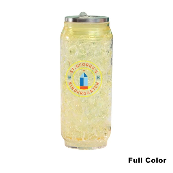 15 oz Double Wall Plastic Ice Cans Straw Cup Water Bottles