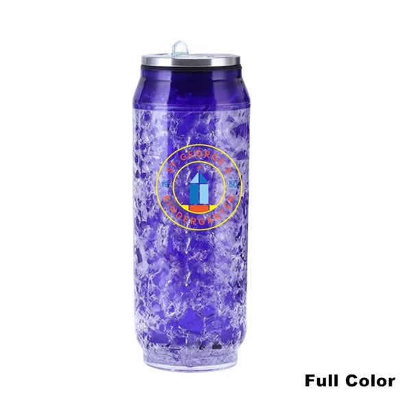 15 oz Double Wall Plastic Ice Cans Straw Cup Water Bottles
