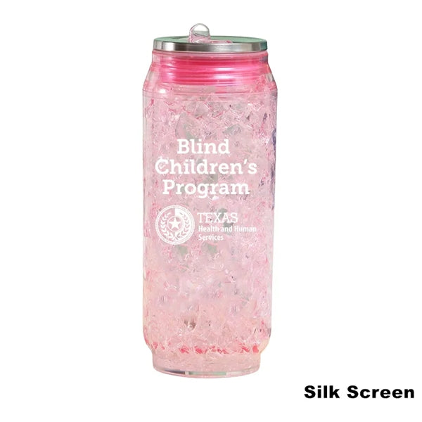 15 oz Double Wall Plastic Ice Cans Straw Cup Water Bottles