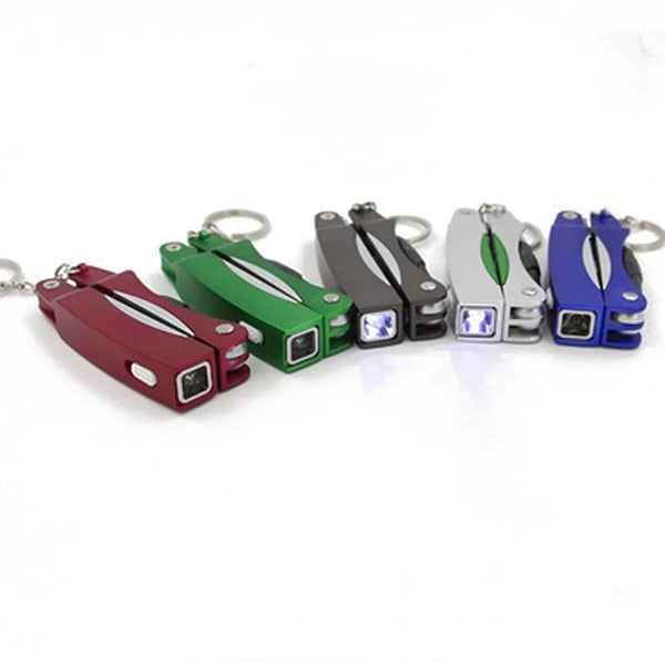 4 In 1 Key Chain Ballpoint Pen With LED Light And Scissor