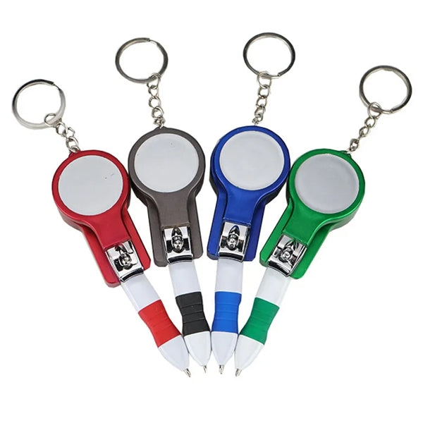Key Chain Ballpoint Pen Mirror Nail Clipper File Earpick