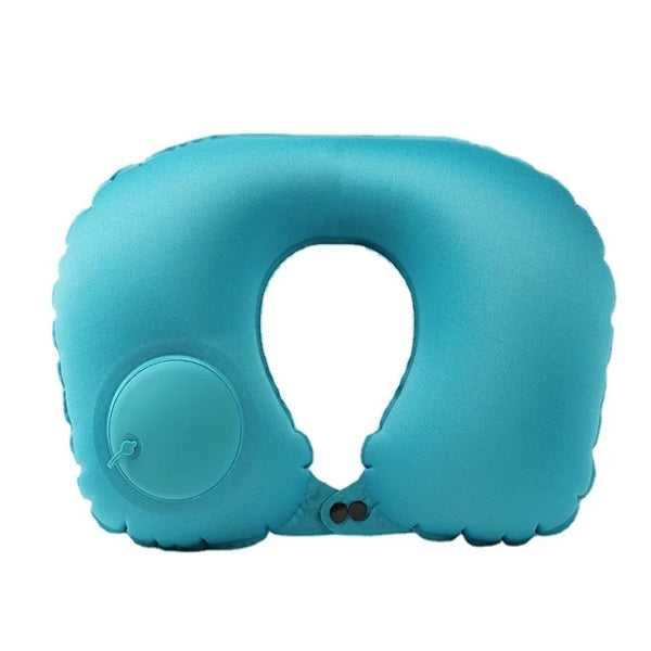 Portable inflatable neck pillow