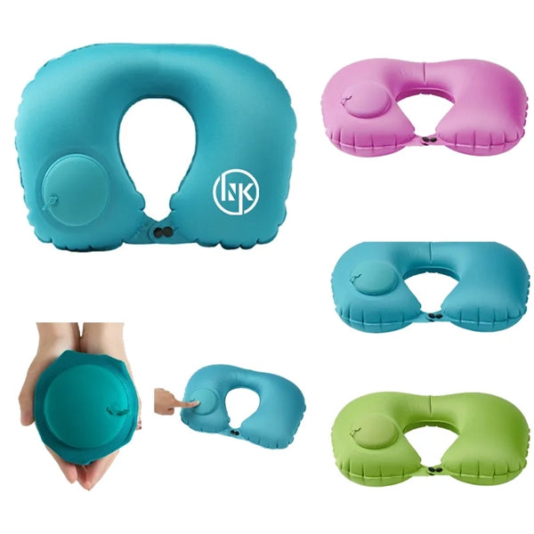 Portable inflatable neck pillow