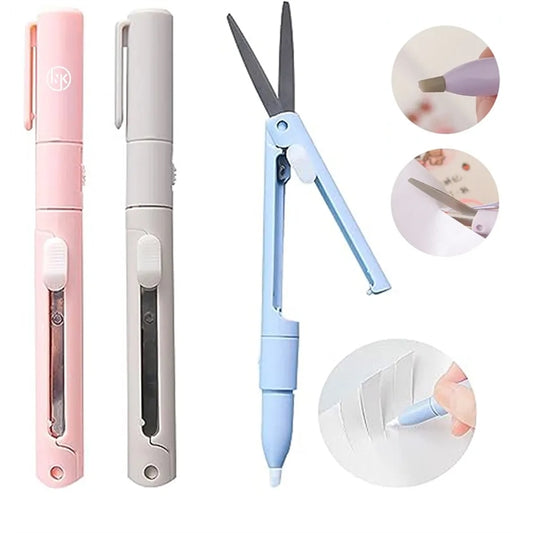 Creative folding pen scissors paper cutter 2 in 1